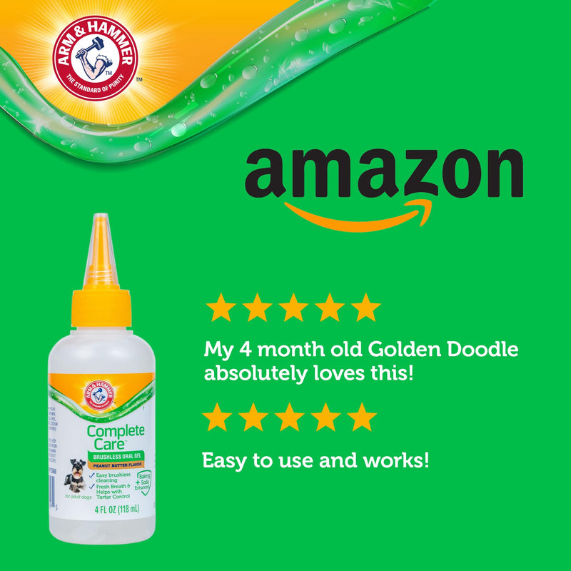 Arm & Hammer Complete Care Brushless Dental Kit for Dogs – Includes No-Brush Oral Gel + Dog Dental Spray, Fresh Breath, Tartar Control, Baking Soda Enhanced Dental Dog Supplies, 4 Fl Oz Each Dental Kit - Peanut Butter & Mint 4 Fl Oz (Pack of 2)