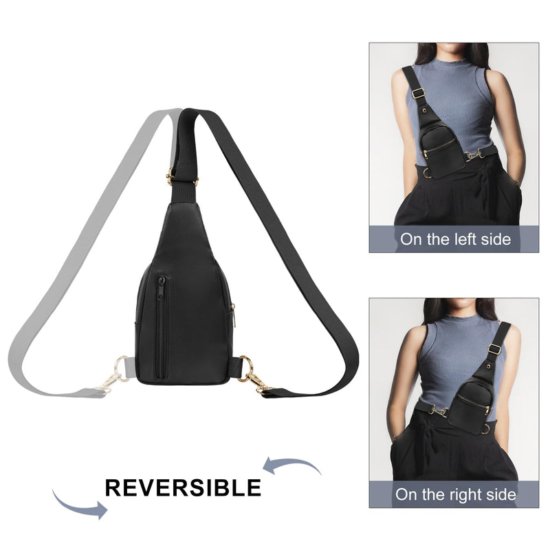 VOROLO Large PU Sling Bag For Women and Men Crossbody Bag For Women and Men Cross Body bag with Ajustable Strap Black 03 PU PU Black