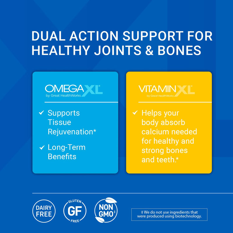 OmegaXL Joint Support 60 Soft Gels & VitaminXL D3 5000 IU 30 Count | Natural Joint Support Supplement, Non-GMO, Drug Free, 60 Soft Gels & D3 High Potency Immune Support 30 Soft Gels 1 OXL + 1 D3