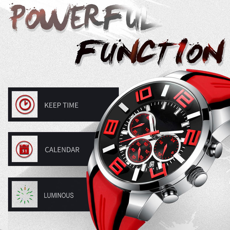 findtime Mens Sport Watches for Men Reloj para Hombre Colorful Cool Unique Analog Stylish Wrist Watch Chronograph for Running Training Stopwatch Red - BeesActive Australia
