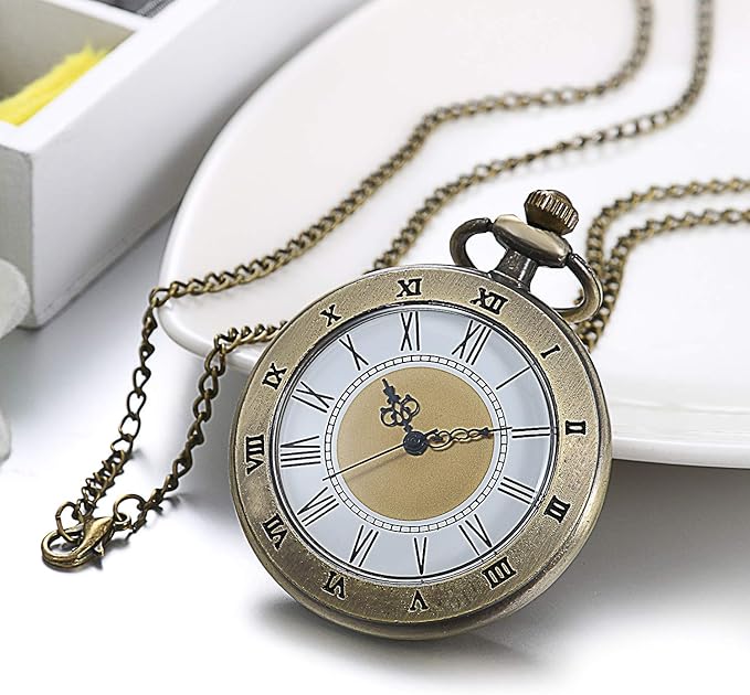 JewelryWe Retro Antique Roman Analog Pocket Watch Pendant Necklace Watch Non-waterproof Men Women Cosplay Event Halloween Birthday Anniversary Christmas Present Bronze -  Australia