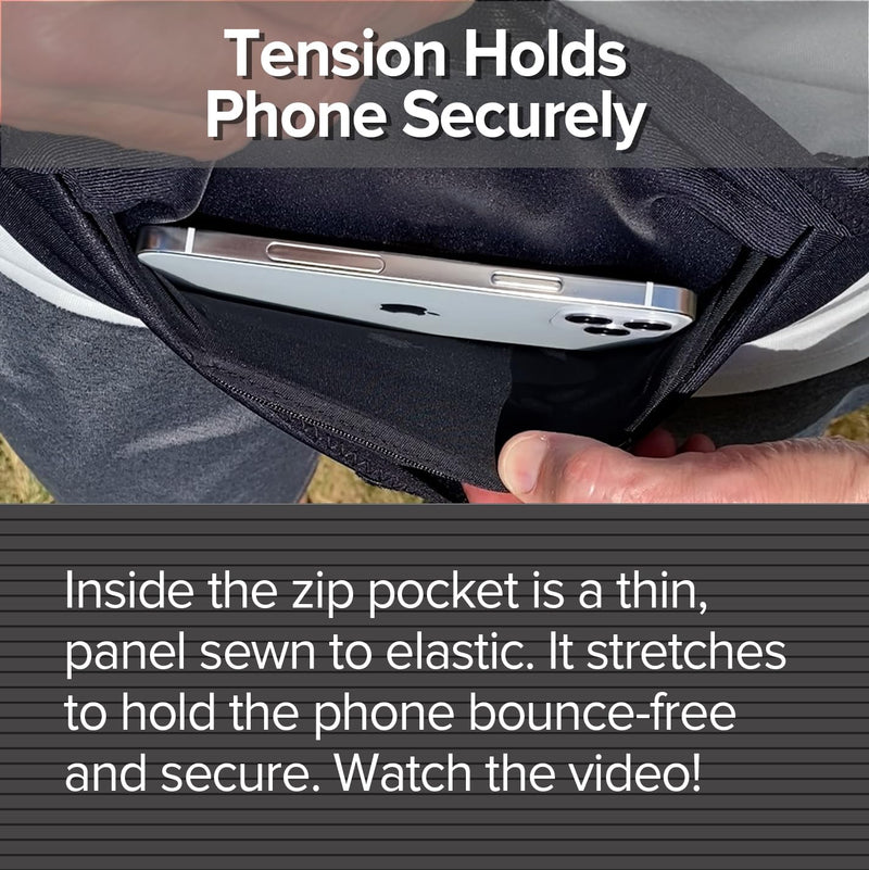 Tune Belt SP2 Running Belt, Slim Waist Pack Holder with Secure Zip Pocket, Sweatproof Storage, Non-Chafing, Fits Large Phones, Easy Access, Money Belt for Men & Women
