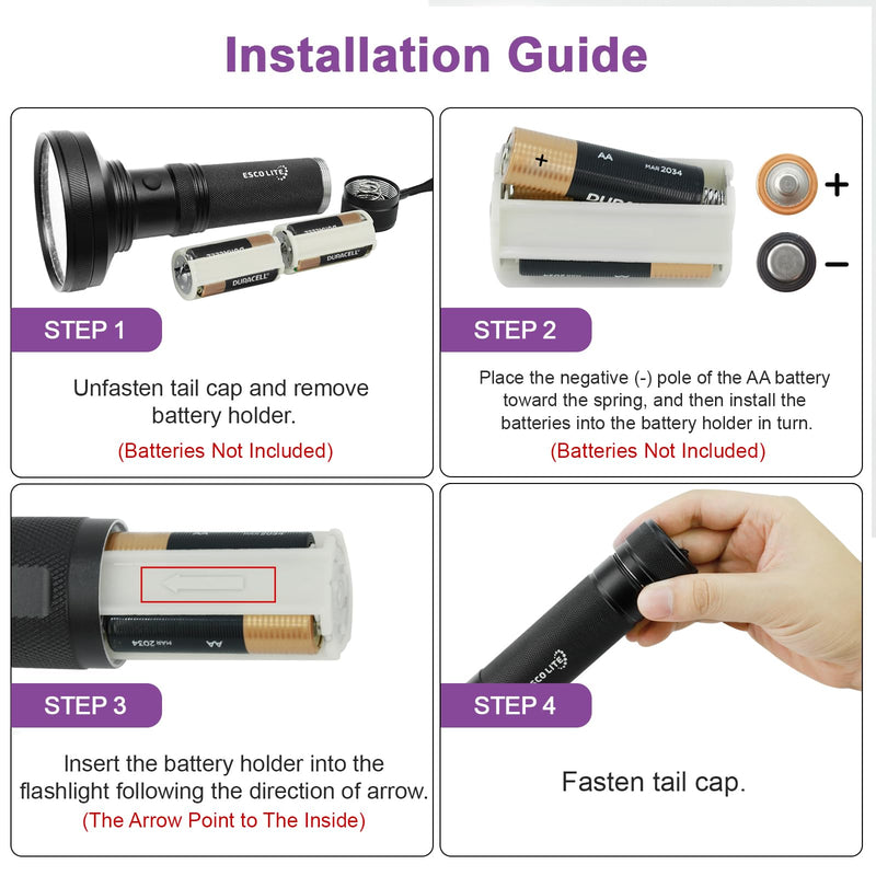 Escolite UV Flashlight Black Light, 100 LED 395 nM Ultraviolet Flashlights UV blacklight Detector for Dog Urine, Pet Stains and Bed Bug, Matching with Pet Odor Eliminator - BeesActive Australia