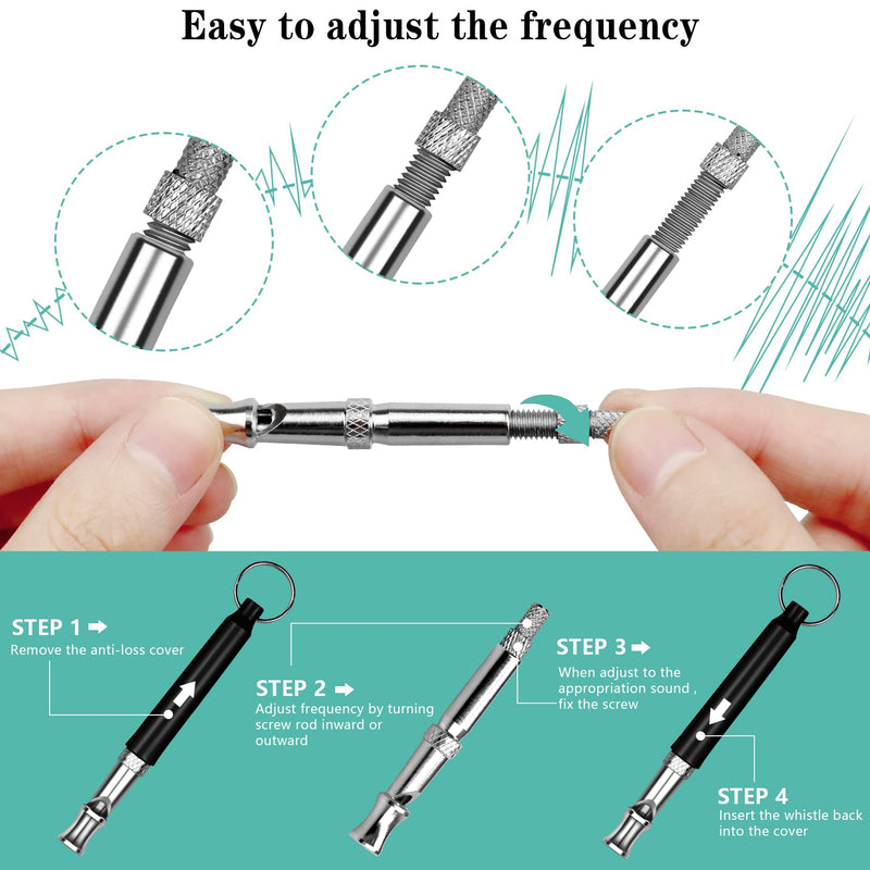 HRYYDS 2 Pack Dog Whistle, Dog Whistle to Stop Barking Neighbors Dog, Adjustable Ultrasonic Silent Dog Whistle, Professional Recall Dog Training Whistles, with Lanyard (Black and White) Black and White - BeesActive Australia