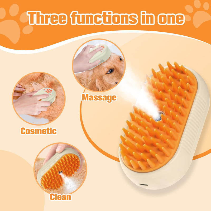 Dog Steam Brush,3 in 1 Cat Steam Brush,Steam Cat Brush,Silicone Massage Grooming Pet Steam Brush for Cats Dogs,Rechargeable Cat Steam Brush for Shedding,Tangled And Hair Loss Remover Cat Brush. - BeesActive Australia