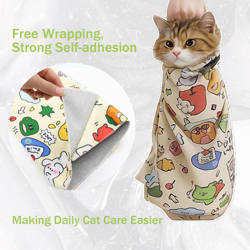 Cat Wrap for Cutting Nails,Self-Adhesive Velcro Cat Grooming Wrap,Anti-Escape,Anti-Scratch,Anti-Bite,Multifunctional Cat Grooming Bag for Calming & Holding Cat(XLarge) XLarge - BeesActive Australia