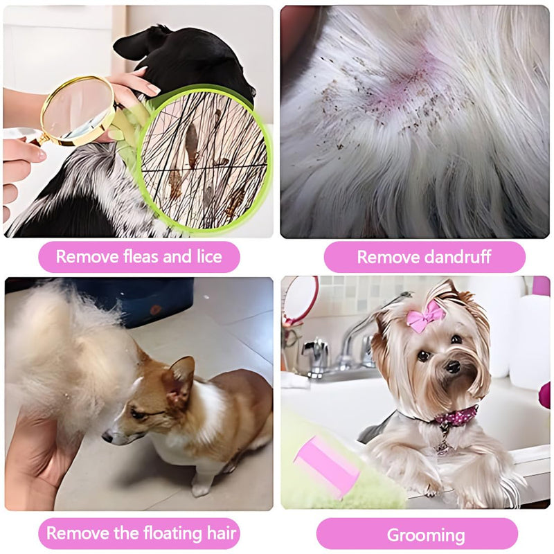 Pack of 3 lice comb, flea comb, lice comb, metal teeth lice comb, plastic double-sided nit comb, multifunctional for dogs, cats (pink) - BeesActive Australia