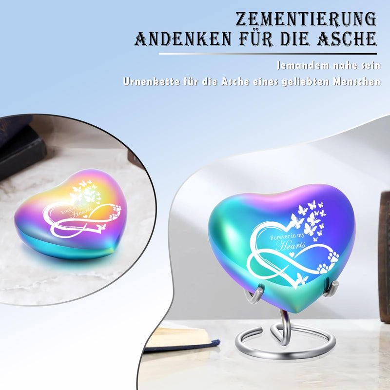 Heart Shaped Urns for Human Ashes - Small Urns for Pet Ashes Heart Shaped Urn for Cat Dog Ashes Mini Urn - Small Keepsake Urn Cat Urn Dog Urn (Rainbow Infinity) Rainbow Infinity