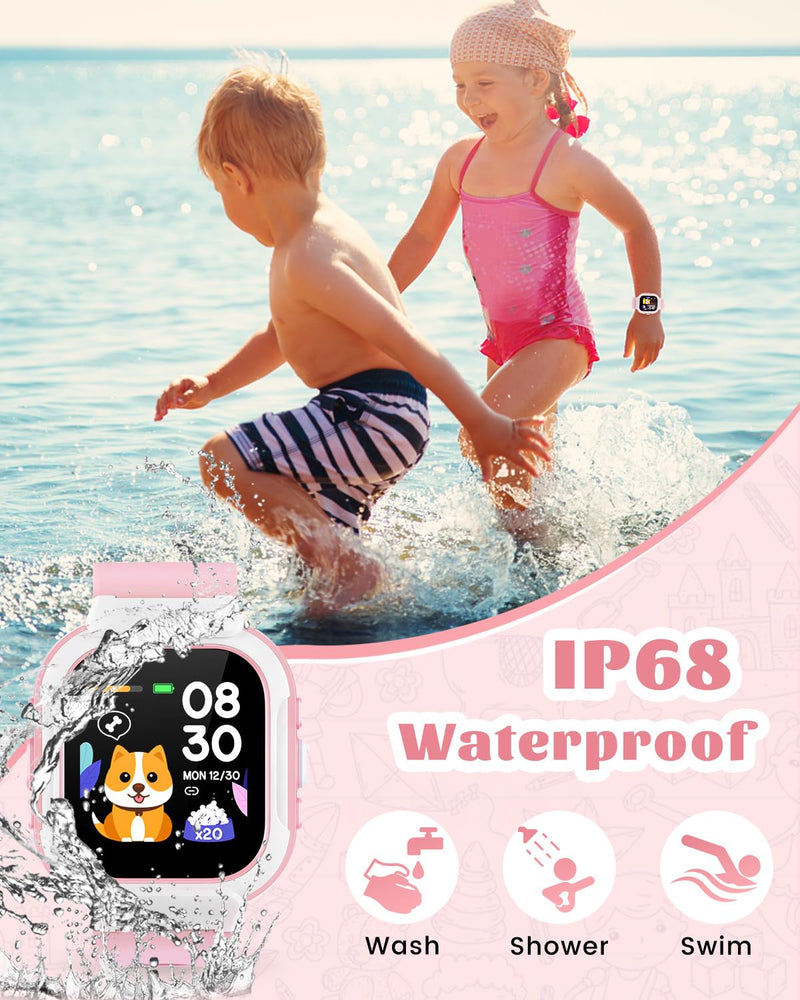 Cloudpoem Smart Watch for Kids Girls Boys, Kids Fitness Tracker Watch with Pedometer Heart Rate Monitor Sleep Tracker Alarm Clocks Puzzle Games Calculator IP68 Waterproof,Gift Pink - BeesActive Australia