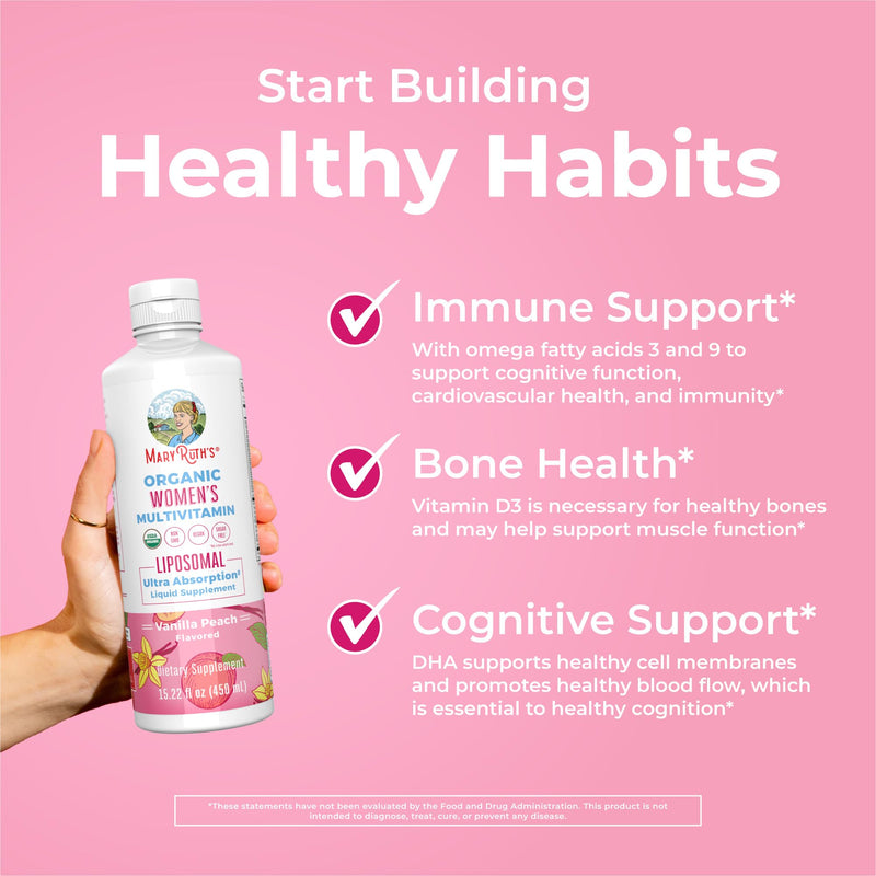 MARYRUTH'S Women's Multivitamin Liposomal, Ultra Absorption, 15.22 Fl Oz | Sugar Free, Immune Support, Ultra Absorption, Ashwagandha, Folate 15.22 Fl Oz (Pack of 1)