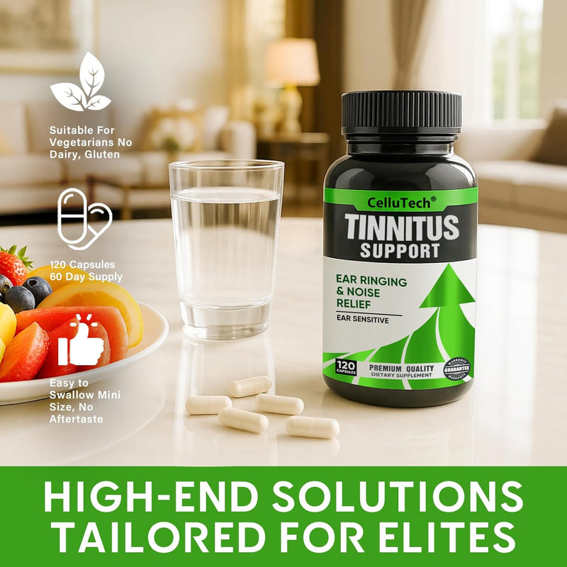 Tinnitus Relief for Ringing Ears Supplement 1200MG,Supports Hearing Loss & Ear Health- Help Ringing in The Ears & Tinnitus Symptoms,120 Capsules(60-Day Supply) Original - BeesActive Australia