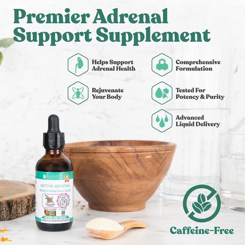Active Adrenal - Support Tincture - Ashwagandha & B-Vitamins & Shelf Stable 2 Fl Oz (Pack of 2)