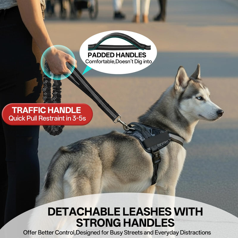 Hands Free Double Dog Leash for Two Dogs,Upgrade 200LB Heavy Duty Retractable with Partitioned Waist Pouch Adjustable Waist for Medium Large Park Walking Running Jogging Hiking Biking Training 2 Leashes - BeesActive Australia
