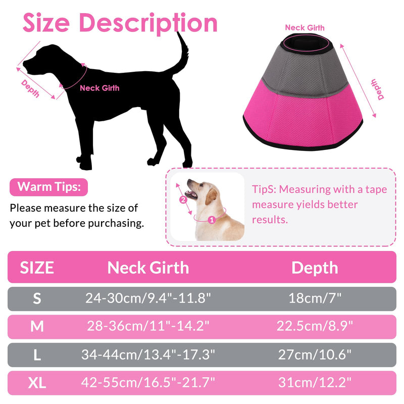CITÉTOILE Neck collar for dogs, comfortable protective measures, protective collar for dogs, adjustable dog collar, prevention of bite and neck collar lick wounds, pink grey, M pink + grey - BeesActive Australia