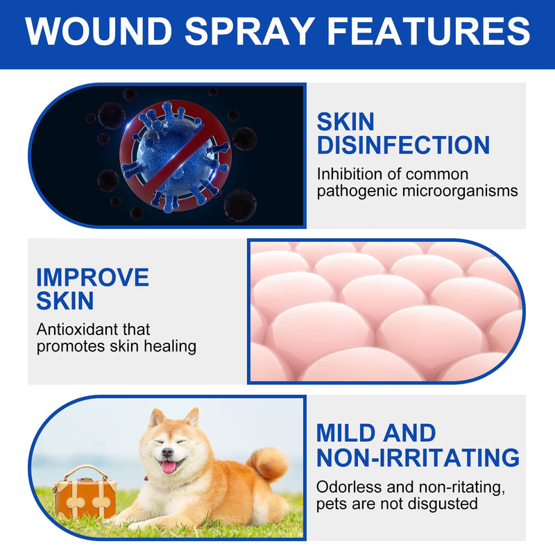 Dog Wound Care Spray - Wound Spray for Pets - Healing Aid and Skin Repair, Clean Wounds, Relieve Dog Skin Allergies - Helps with Rashes, Hot Spots, Itch, Skin Irritation, Bites & Burns (2 pack) 2 pack - BeesActive Australia