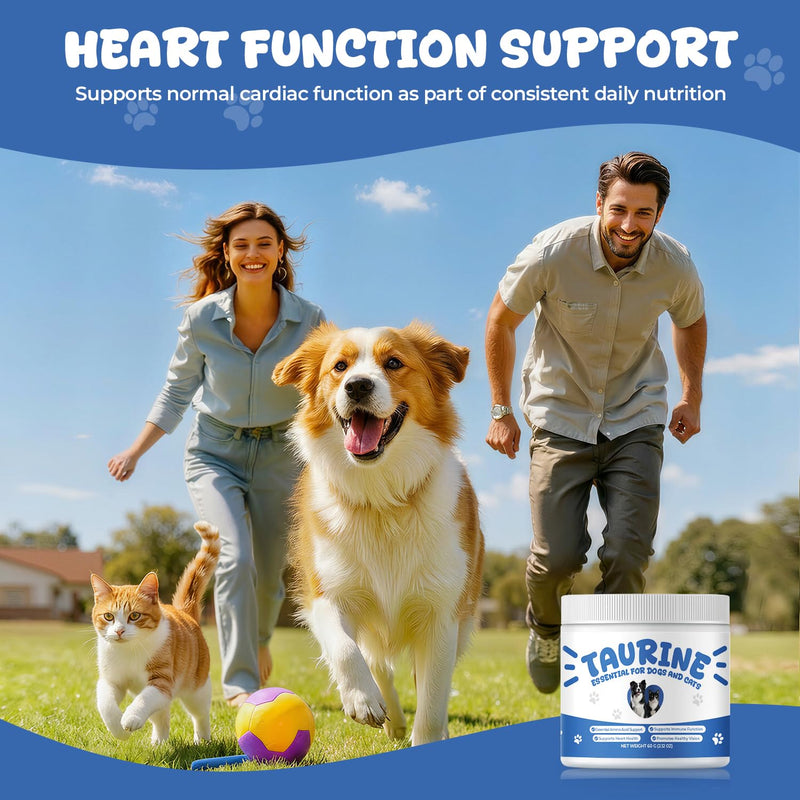Taurine Powder Supplement for Dogs & Cats, Essential Amino Acid Support for Heart, Vision & Muscle Function, Daily Pet Nutrition Powder, 60 g