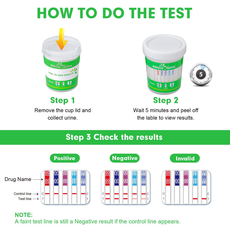 Easy@Home Drug Test Cup for THC, AMP, COC, MET, OPI, Urine Drug Testing Kit #ECDOA-254 (1 Pack) 1 Count - BeesActive Australia