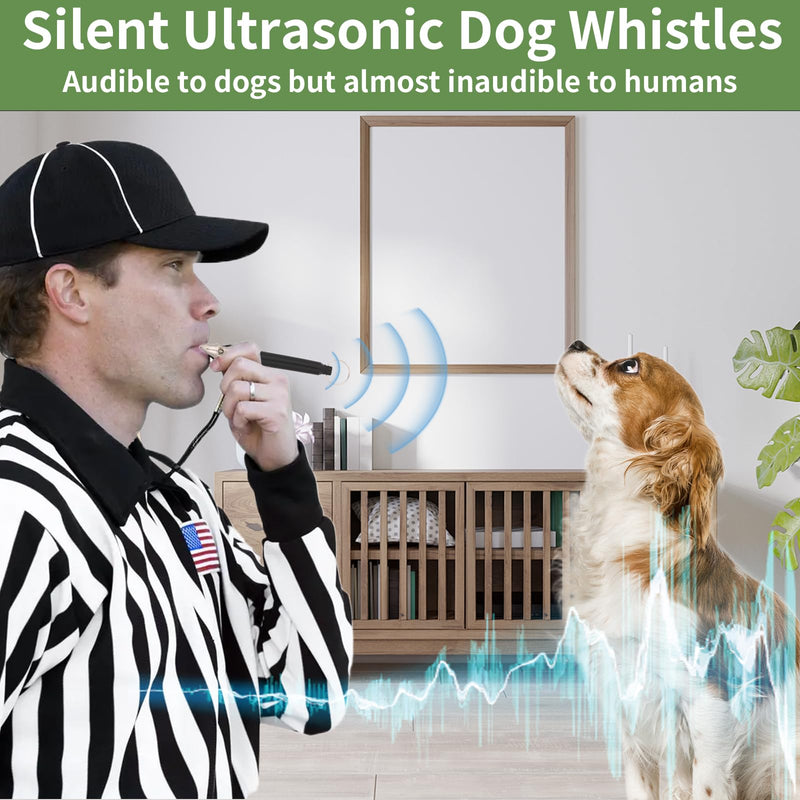 Dog Whistle 2 Pack with Adjustable Frequency, Ultrasonic Silent Dog Whistle to Stop Barking Neighbors Dog, Recall Train Dogs with Long-Range, with Lanyard (Black and White) - BeesActive Australia