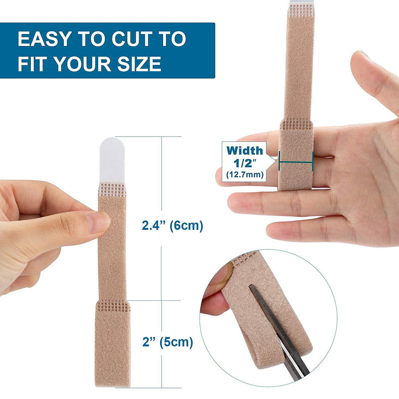 Finger Buddy Wraps, 12 PCS Finger Loops Tapes for Broken, Jammed, Swollen Finger or Dislocated Joint, Splints Brace for Pinky Ring Middle Index Trigger Finger, Toe Strap Bandage Beige 12 Count (Pack of 1) - BeesActive Australia