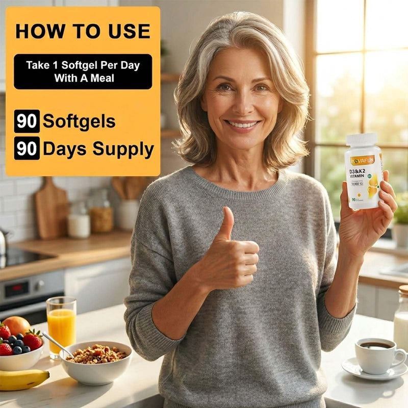 Noavfun Vitamin D3 K2 10000 IU Supplement, 90 Softgels | 250mcg Vitamin D3 + 200mcg K2 MK-7 with Coconut Oil, Supports Bone Health, Teeth & Calcium Absorption 90 Count (Pack of 1)