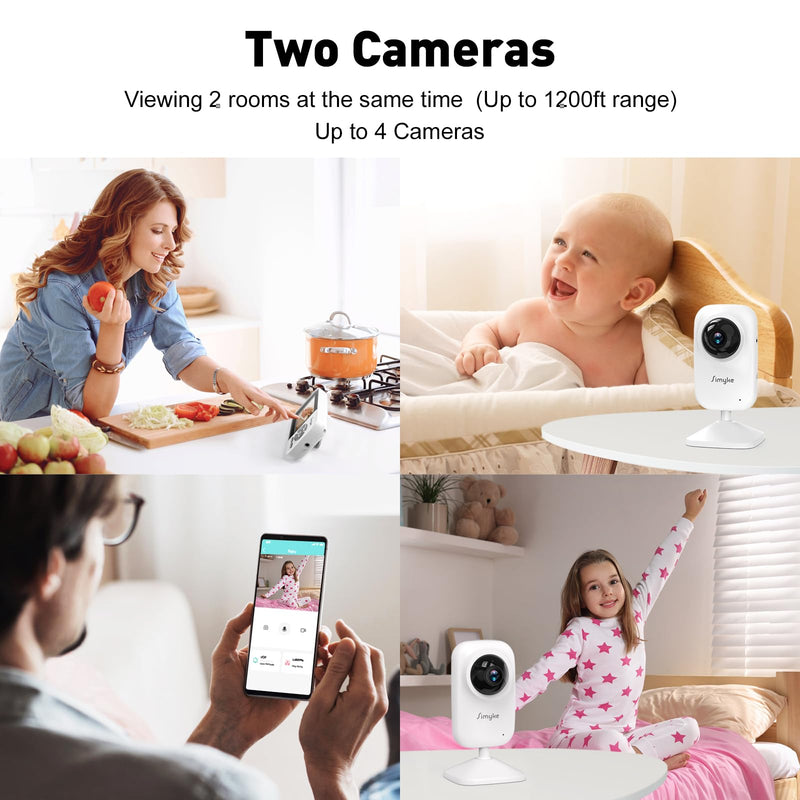 Upgrade Video Baby Monitor with 2 Cameras and Audio 2.8" Screen, Night Vision, APP, 2 Way Talk, 1200ft Long Range, Feeding Clock, Temperature Detection, Portable Wireless Baby Cam Home Use - BeesActive Australia