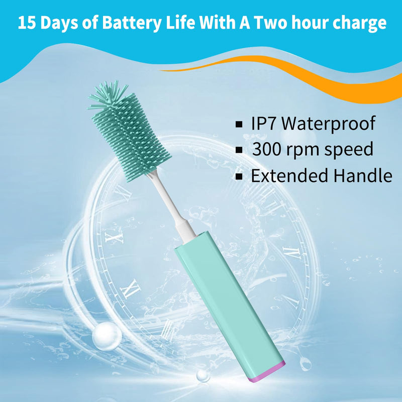 Electric Baby Bottle Brush Cleaner Set - IPX7 Waterproof Bottle Brush and Straw Brush, Silicone Bottle Brush - BeesActive Australia