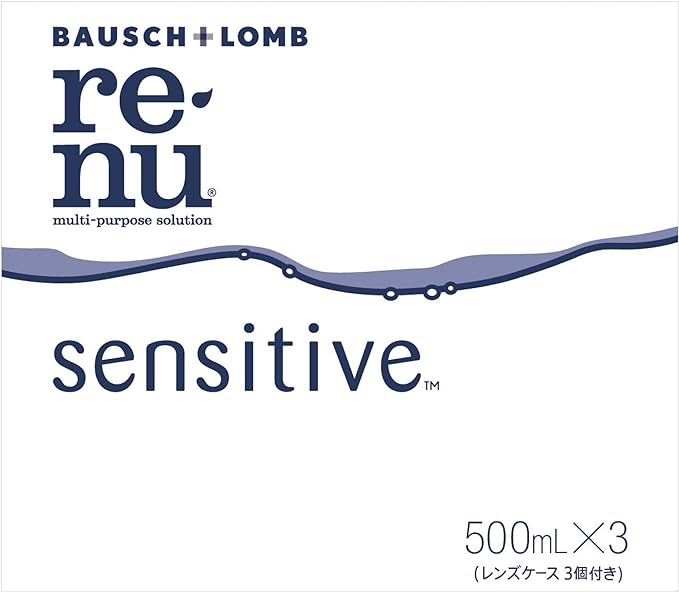 Bosch & Lomb Renew-Sensitive Soft Contact Cleaning Solution with 3 Lens Cases, 16.9 fl oz (500 ml) x 3P, Eco Package (Quasi-Drug) - BeesActive Australia