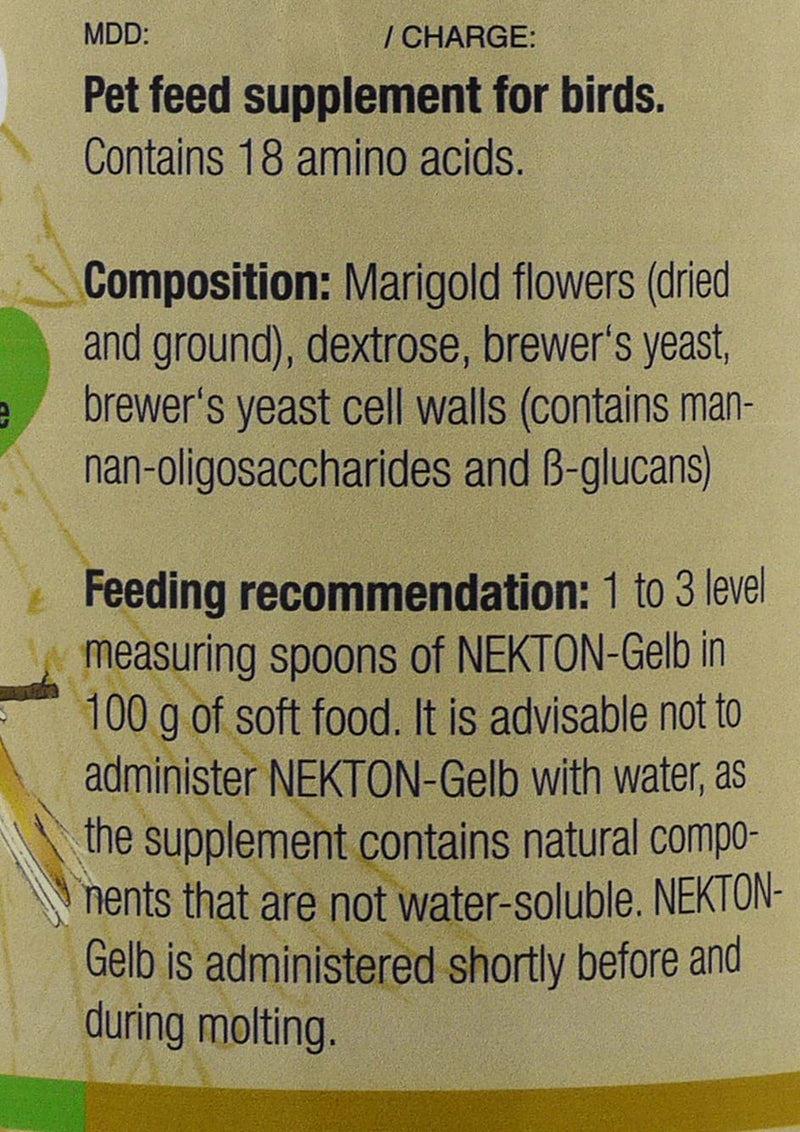 Nekton Gelb to Enhance Yellow Color in Birds, 60gm 2.11 Ounce (Pack of 1) off white - PawsPlanet Australia