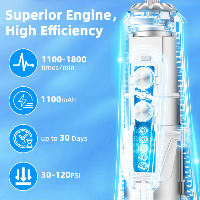 Water Flosser,300ML Water Pulse flossers-5 Modes&6 Replaceable Jet Tips for Teeth Cleaning and Flossing,Rechargeable (Black) Black