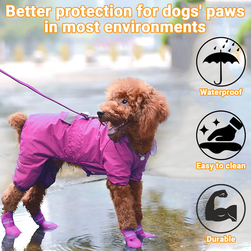Puppy Dogs Candy Colors Anti-Slip Waterproof Rubber Rain Shoes Boots Paws Cover (Rose Red,Medium) M: 1.56''x 1.99''(W*L) Rose red - BeesActive Australia
