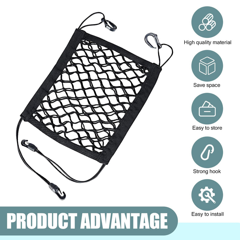 Pack-1 Car Pet Isolation Net Between Front Seats, 11.4" x 10.2" Double Layer Design Storage Net for Sundries Water Cups, Dog Anti-Collision Protection Barrier, Universal for Cars (Black) - BeesActive Australia