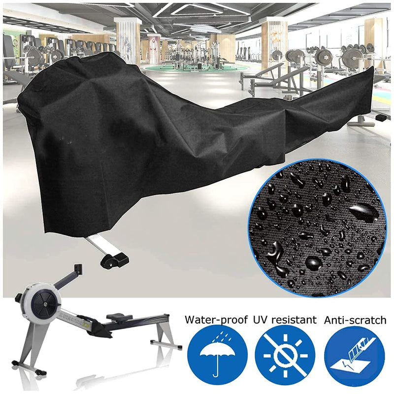 J&C Rowing Machine Cover, 420D Heavy Duty Fitness Equipment Protective Cover, Dust Cover fot Folding Water Rowing Machine 300lb Weight Capacity Concept 2 Rowing Machine Waterproof 95x24x40inch Black