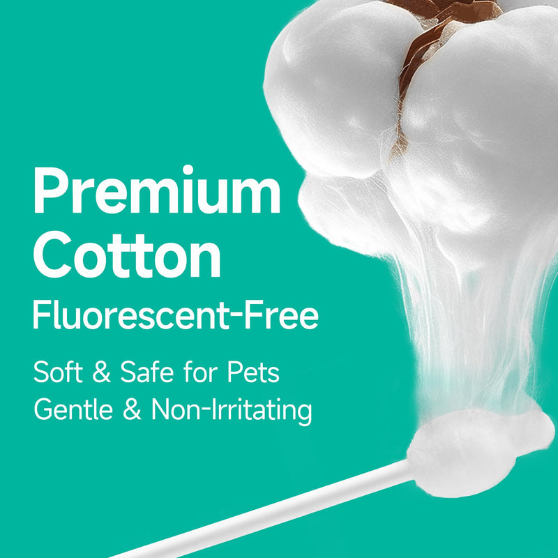 Jubelinn Pet Cleaning Cotton Buds - Gourd-shaped cotton tip, designed specifically for dogs & cats - Soft and gentle cleaning for ears, eyes, nose & wounds - Removes earwax - Ear Hygiene - 200 pcs 200pcs Cotton Buds