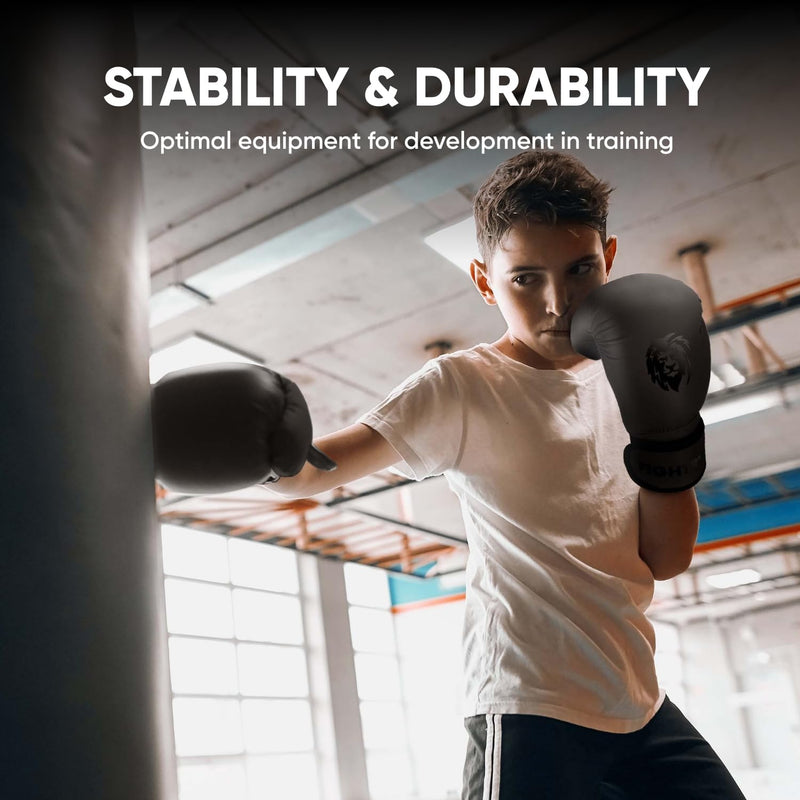 FIGHTR® Kids Boxing Gloves and More Stability | Junior Boys and Girls | Boxing, MMA, Muay Thai, Kickboxing & Martial Arts 04 06 oz | incl. Carry Bag 06oz Black