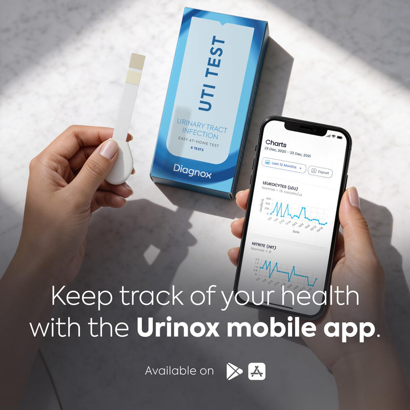 Diagnox Health UTI Test Strips, Early Detecion of Urinary Tract Infections, Quick & Reliable Results in Minutes, Easy to Use At Home UTI Test for Men & Women, 6 Count 6 Pack - BeesActive Australia
