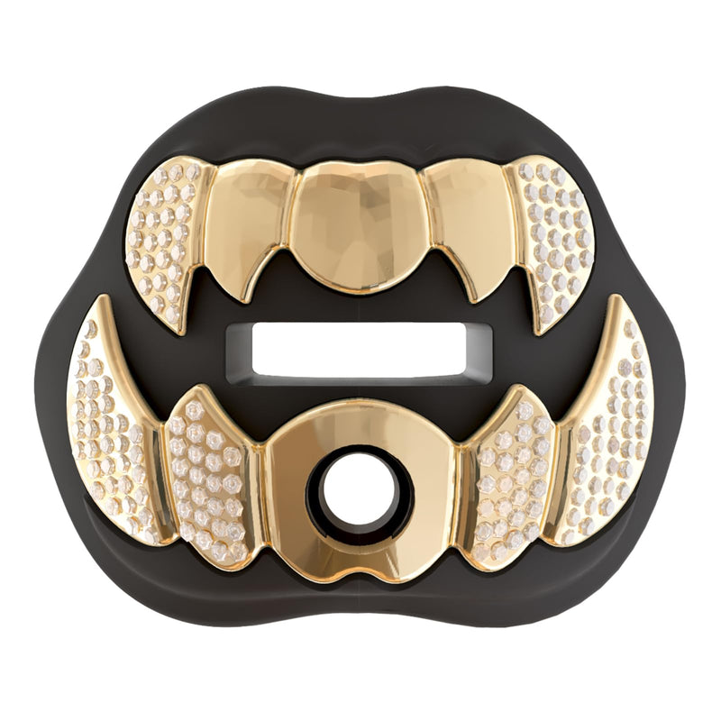 LeCool Football Mouth Guard with Connected Strap- 3D Beast Chrome Adult and Youth Mouth Guard-Mouth Piece for Sports for Maximum Air Flow and Teeth Protection Black With Diamonds - BeesActive Australia