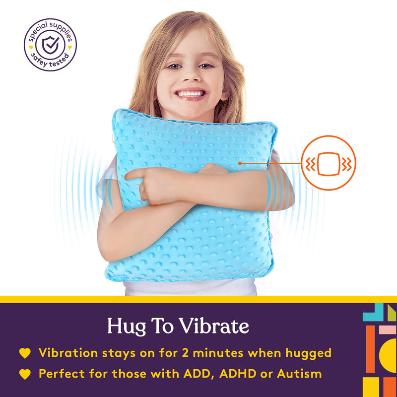 Special Supplies Vibrating Pillow Sensory Pressure Activated Calm for Kids and Adults, 12‚Äù Plush Soft Cover -Textured Therapy Stimulation Bumps- 3 Vibration Modes, Music & Voice Recording (Blue) - BeesActive Australia