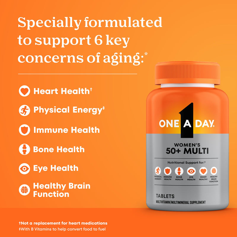 One A Day Multivitamin for Women 50 and Over Tablets, Womens Multivitamin 50 plus with Vitamins D, C, E, Zinc & Biotin, Daily Vitamins for Woman 50+, 200 Ct