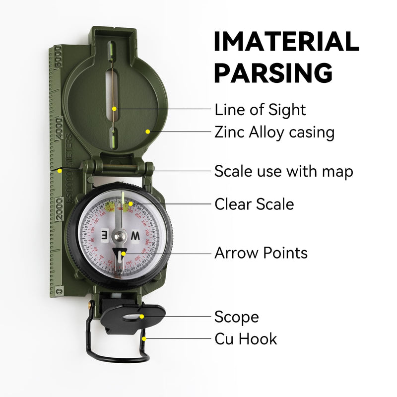 Compass Hiking Survival, Wilderness Survival Compass for Kids- Magnetic Gear Set Navigation Map- Backpacking Camping Hunting Survival Green-2G - BeesActive Australia
