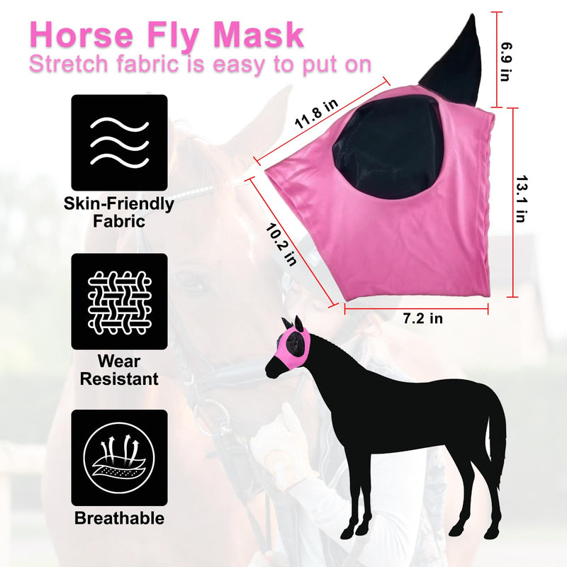 3 Pcs Horse Fly Mask-Fly Masks for Horses with Ears, Breathable Elastic Fabric for Sun Protection for Large/Medium Size Adult Horses (Purple-Pink-Gray, Large) Purple-Pink-Gray - BeesActive Australia