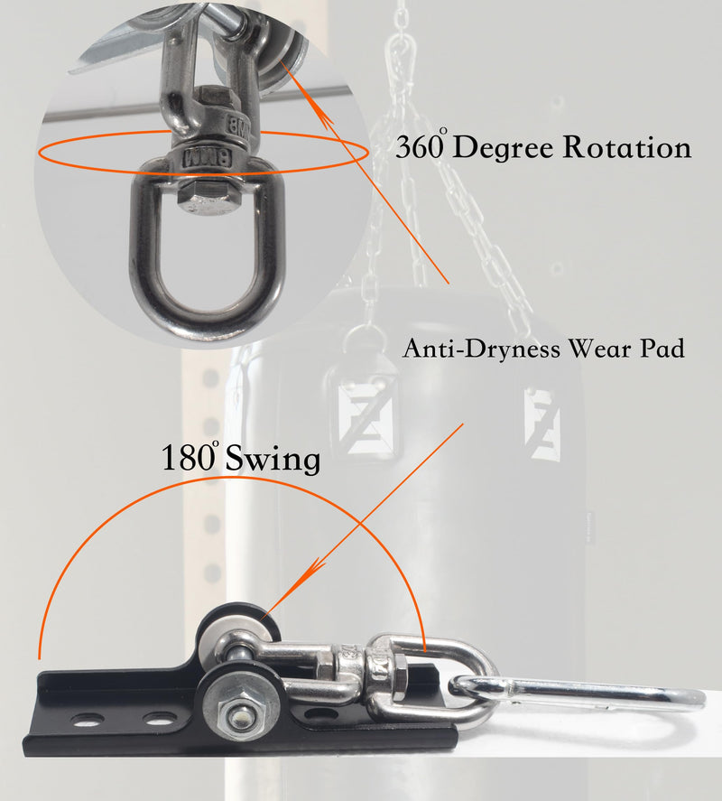 Upgraded 360° Swivel Heavy Bag Mount for Punching Bag Hanger. Box Bags Hanger for Yoga, Gym, Swing Chairs, and Hammocks Heavy Bags Mount. Punching Bag Hanger, Box Bag Hanger. Black 1 PCS