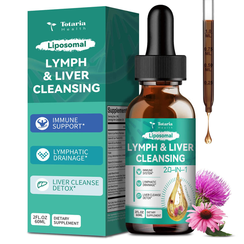 Strongest ''Lymph-Liver'' Cleanse Detox, Liposomal Organic Milk Thistle, Echinacea, Artichoke Lymphatic Drainage & Liver Repair Supplement with All Vitamins, 2 Fl.Oz - BeesActive Australia