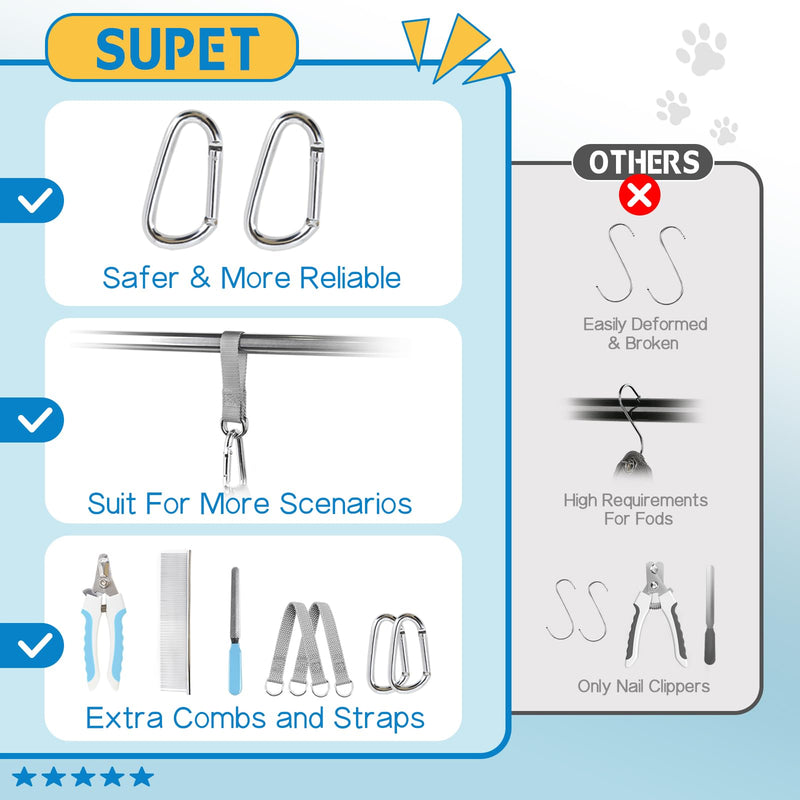 Supet Dog Grooming Hammock for Small Dogs Cat, Relaxation Pet Grooming Hammock Restraint for Nail Trimming (Coral Blue, S（ Legs Spacing：7-10.2" / Max W：15-35LBS）) S（ Legs Spacing：7-10.2" / Max W：15-35LBS） Coral blue - BeesActive Australia