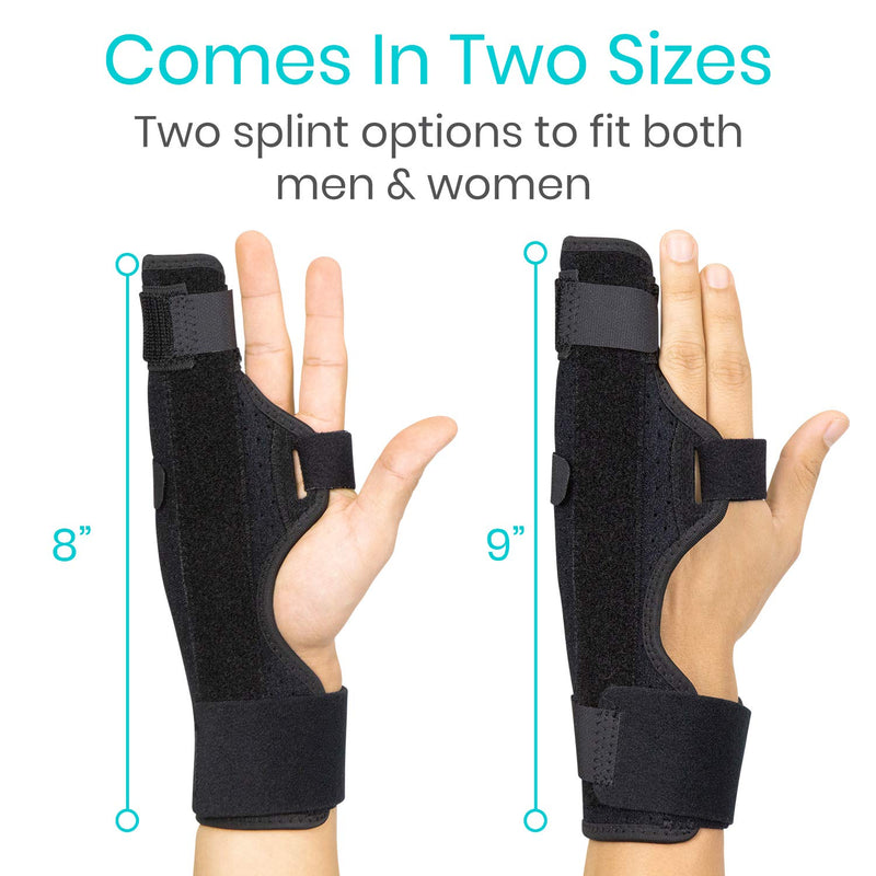 Vive Boxer Finger Splint Brace- Supports Pinky, Ring, Middle Metacarpals and Knuckles - Right or Left Adjustable Hand Brace - Straightening for Trigger Finger, Injury, Fracture, Broken, Tendonitis (7.75 Inch) 7.75 Inch