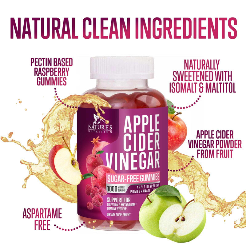 Apple Cider Vinegar Gummies 1000mg per Serving - Sugar Free Max Strength ACV Gummy Vitamins Supplement, Advanced Formula, Vitamin B12 Supports Metabolism & Energy, Keto Friendly, Vegan, 120 Gummies 120 Count (Pack of 1)