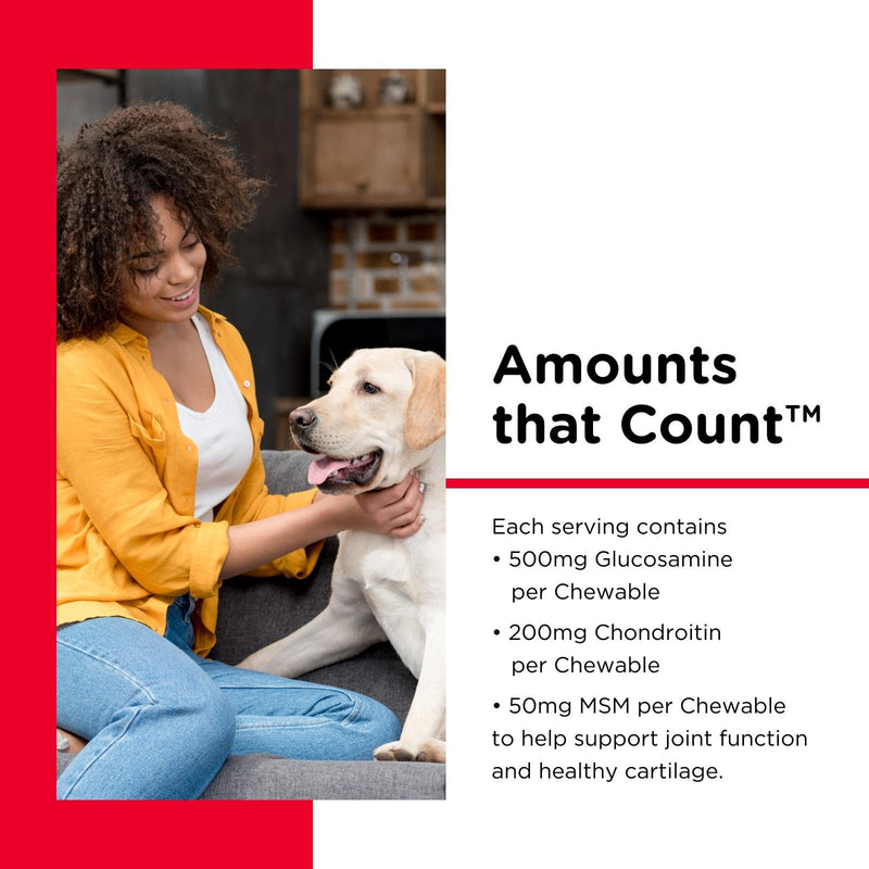 Nutri-Vet Extra Strength Hip & Joint Supplement for Dogs, Puppy Supplements, Dog Joint Supplement, Contains 500mg of Glucosamine, 200mg of Chondroitin, 50mg of MSM, Puppy Essentials, 120 Tablets 120 Count