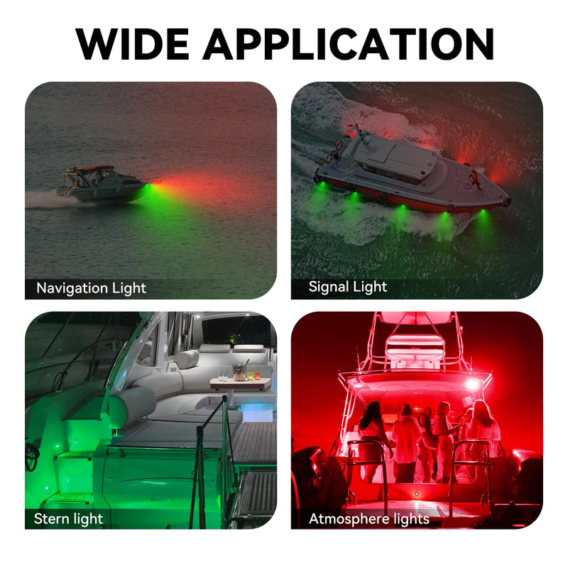 Boat Navigation Lights, Marine Boat Nav Lights, Red and Green Bow Lighting, Night Fishing Lights, Deck Lights, IP68 Waterproof LED Lighting for Pontoon Bas Dinghy Jon RED&GREEN - BeesActive Australia