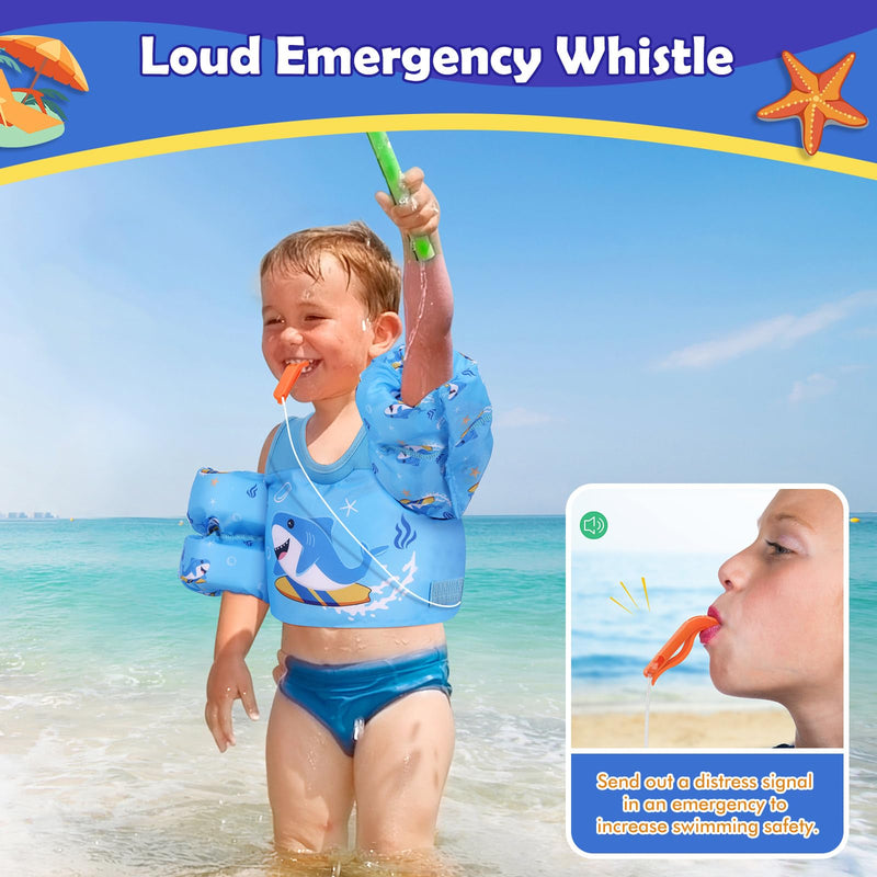 MoKo Toddler Swim Vest for Kids 13-30/20-50/22-66lbs, Swim Arm Floaties Cartoon Swimming Water Wings Pool Float Vests Sleeves Shoulder Straps Arm Band for Children Learn to Swim Surfing Shark for kids 13-30 lbs - BeesActive Australia