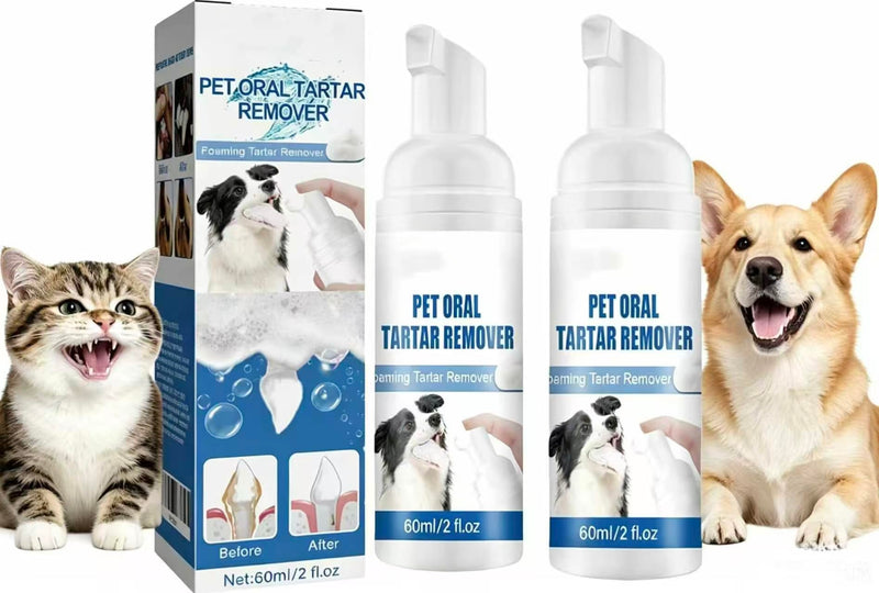 Pet Dental Tartar Remover, Oral Spray for Dogs Teeth Cleaning, Pet Dental Foaming Care Spray, Dog Cat Breath Freshener, Reduce Tartar for Cats and Dogs(2PC)