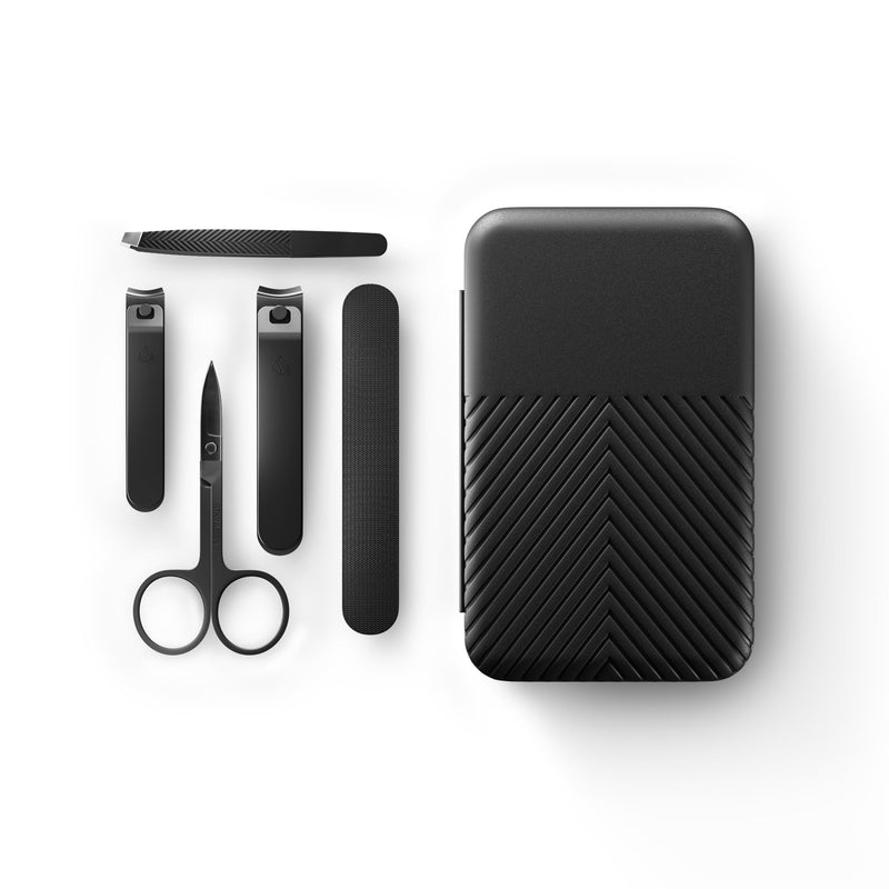 MANSCAPED® Shears 3.0, 5-Piece Precision Men’s Nail Grooming Travel Kit, Stainless Steel Manicure Set with Fingernail & Toenail Clippers, Nail File, Slant Tip Tweezers, Cuticle Scissors, Travel Case The Shears 3.0
